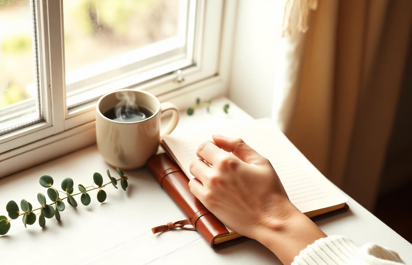 A quiet moment with a journal and warm tea
